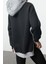 Tarz Oversize Kapüşonlu Düşük Kol Uzun Geniş Kalıp Içi Polarlı Örme Spor Sweatshirt 4