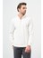 Beyaz Örme Hakim Yaka Pamuklu Casual Slim Fit Dar Kesim Sweatshirt 1013245151 2