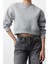 Bisiklet Yaka Düşük Kol Crop Kalın Polarlı Geniş Kalıp Crop Basic Örme Sweatshirt 1