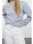Tarz Slim Bisiklet Yaka Düşük Kol Crop Burgu Detaylı Crop Kalın Içi Polarlı Örme Sweatshirt 1