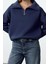 Tarz Bol Fermuarlı Yaka Düşük Kol Uzun Kalın Içi Polarlı Fermuarlı Geniş Kalıp Örme Sweatshirt 2
