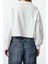 Relaxed Bisiklet Yaka Düşük Kol Crop Denim Garni ve Nakış Crop Kısa Relaxed Örme Sweatshirt 4