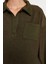 Polo Yaka Standart Kol Haki Kontrast Kumaş Cepli Polo Yaka Normal Kalıp Örme Sweatshirt 4