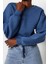 Tarz Crop Dik Yaka Düşük Kol Crop Rahat Kesim Crop Basic Kalın Içi Polarlı Örme Sweatshirt 1