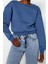 Tarz Crop Dik Yaka Düşük Kol Crop Rahat Kesim Crop Basic Kalın Içi Polarlı Örme Sweatshirt 2
