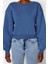 Tarz Crop Dik Yaka Düşük Kol Crop Rahat Kesim Crop Basic Kalın Içi Polarlı Örme Sweatshirt 4