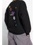 Regular Bisiklet Yaka Düşük Kol Regular Kalın Içi Polarlı Baskılı Normal Kalıp Örme Sweatshirt 3
