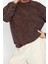 Regular Bisiklet Yaka Düşük Kol Regular Eskitme Kalın Polarlı Inci Detaylı Örme Sweatshirt 1