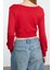 Tarz Crop Madonna Yaka Düşük Kol Crop Kayık Yaka Crop Normal Kalıp Örme Sweatshirt 4