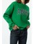 Bol Bisiklet Yaka Düşük Kol Uzun Kalın Içi Polarlı Geniş Kesim Slogan Nakışlı Örme Sweatshirt 2