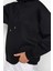 Regular Kapüşonlu Standart Kol Regular Kapüşonu Slogan Baskılı Geniş Kesim Örme Sweatshirt 1