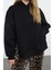 Kadın Moda Şık Bol Kapüşonlu Düşük Kol Uzun Fermuar Detaylı Kalıp Kalın Içi Polarlı Örme Sweatshirt 2