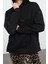 Kadın Moda Şık Bol Kapüşonlu Düşük Kol Uzun Fermuar Detaylı Kalıp Kalın Içi Polarlı Örme Sweatshirt 3
