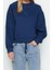 Tarz Regular Bisiklet Yaka Düşük Kol Crop Fit Nakışlı Kalın Içi Polarlı Örme Sweatshirt 2