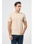 Bej Kısa Kol Düz Bez Ayağı Bisiklet Yaka Casual Slim Fit Tişört 1011240185 1