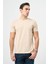 Bej Kısa Kol Düz Bez Ayağı Bisiklet Yaka Casual Slim Fit Tişört 1011240185 3