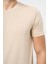 Bej Kısa Kol Düz Bez Ayağı Bisiklet Yaka Casual Slim Fit Tişört 1011240185 4