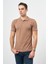 Sütlü Kahverengi Kısa Kol Kendinden Desenli Jakarlı Polo Yaka Casual Comfort Fit Tişört 1011240189 3