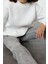 Tarz Oversize Bisiklet Yaka Düşük Kol Uzun Rahat Kesim Basic Kalın Içi Polarlı Örme Sweatshirt 1