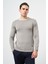 Gri Uzun Kol Düz Örme Bisiklet Yaka Classic Slim Fit Triko 1012245108 1