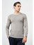 Gri Uzun Kol Düz Örme Bisiklet Yaka Classic Slim Fit Triko 1012245108 2