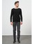Siyah Uzun Kol Düz Örme Bisiklet Yaka Classic Slim Fit Triko 1012245108 5