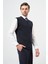 Koyu Lacivert Düz Örme V Yaka Classic Comfort Fit Triko 1012245003 3