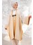 Püsküllü Oversize Triko Panço 1239 - Taş 2