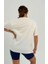 Kadın Ekru Baskısız Basıc Pamuklu Oversize T-Shirt 2