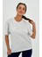 Kadın Açık Gri Baskısız Basic Pamuklu Oversize T-Shirt 1