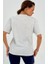 Kadın Açık Gri Baskısız Basic Pamuklu Oversize T-Shirt 4
