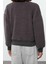 Tarz Bol Dik Yaka Düşük Kol Uzun Fermuarlı Geniş Kalıp Peluş Kalın Örme Sweatshirt 4