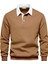 Erkek Retro Renk Bloklu Pamuklu Gömlek Yaka Sweatshirt 1