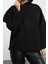 Kadın Moda Şık Bol Kapüşonlu Yarasa Kol Uzun Yarasa Kol Overize Geniş Kalıp Örme Sweatshirt 2