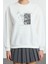 Kadın Regular Dik Yaka Düşük Kol Uzun Geniş Kalıp Varak Baskılı Kalın Içi Polarlı Örme Sweatshirt 1