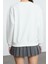 Kadın Regular Dik Yaka Düşük Kol Uzun Geniş Kalıp Varak Baskılı Kalın Içi Polarlı Örme Sweatshirt 5