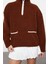 Kadın Regular Fermuarlı Yaka Düşük Kol Standart Peluş Geniş Kalıp Fermuarlı Yaka Örme Sweatshirt 1