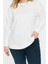 Büyük Beden Tarz Relaxed Bisiklet Yaka Düşük Kol Uzun Yırtmaç Detaylı Ince Örme Sweatshirt 1