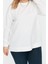 Büyük Beden Tarz Relaxed Bisiklet Yaka Düşük Kol Uzun Yırtmaç Detaylı Ince Örme Sweatshirt 3