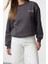 Bisiklet Yaka Düşük Kol Normal Kalıp Ön ve Sırt Baskılı Kalın Polarlı Örme Sweatshirt 2