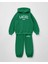 Unisex Çocuk Yeşil Sloganlı Kışlık Pamuklu Kapüşonlu Sweatshirt Eşofman Tayt Alt-Üst Takım 3