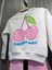 Kız Çocuk Kiraz Desenli Pamuklu Sweatshirt Fitilli Tayt Alt-Üst Takım 3