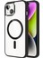 Apple iPhone 14 Kapak Mag Safe Özellikli Metal Kamera Korumalı Arkası Şeffaf Silikon Kılıf - Siyah 1