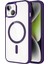 Apple iPhone 13 Kapak Mag Safe Özellikli Metal Kamera Korumalı Arkası Şeffaf Silikon Kılıf - Mor 1