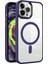 Apple iPhone 13 Pro Kapak Mag Safe Özellikli Metal Kamera Korumalı Arkası Şeffaf Silikon Kılıf - Mor 1