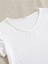 V Yaka Beyaz Renk Fitilli Kısa Kollu Slim Fit Crop Top Bluz 4