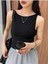 Havuz Yaka Omuzu Açık Askılı Siyah Renk Fitilli Crop Top Bluz 2