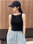 Havuz Yaka Omuzu Açık Askılı Siyah Renk Fitilli Crop Top Bluz 4