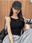 Havuz Yaka Omuzu Açık Askılı Siyah Renk Fitilli Crop Top Bluz 5
