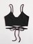 V Yaka Askılı Ipli Siyah Renk Fitilli Super Crop Top Büstiyer 3